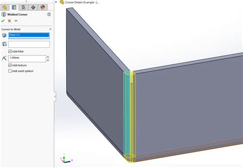 solidworks sheet metal welded corner